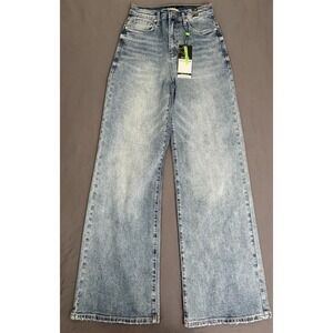 Vibrant MIU Jeans Womens 5 Blue Wide Leg Straight Baggy Denim High Rise 90's New